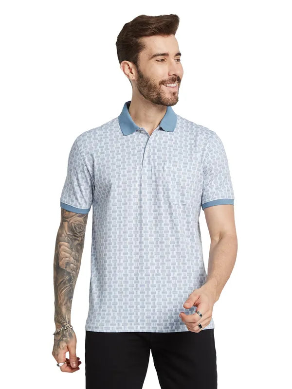 Octave Men Printed Polo Collar Pockets T-Shirt