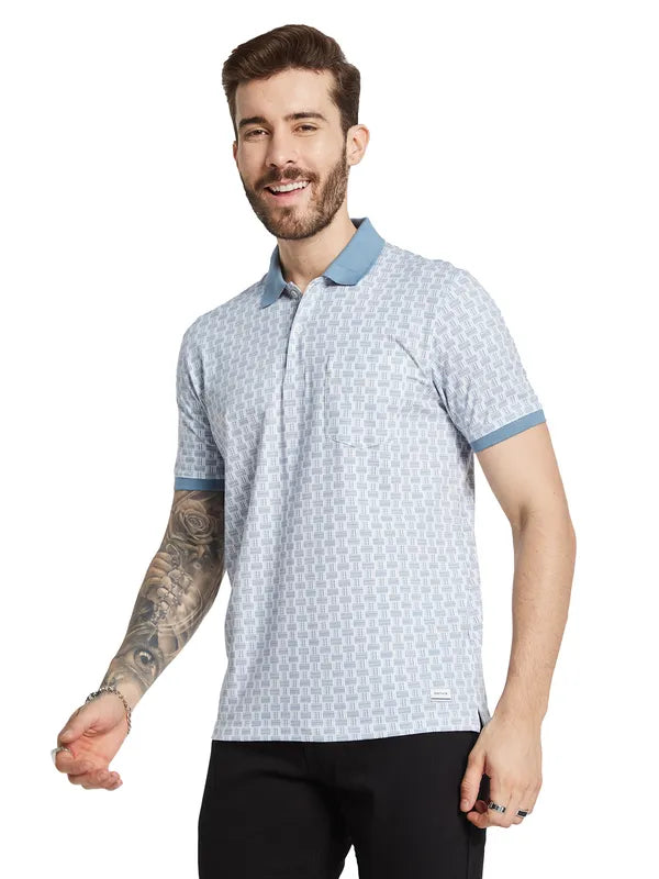 Octave Men Printed Polo Collar Pockets T-Shirt