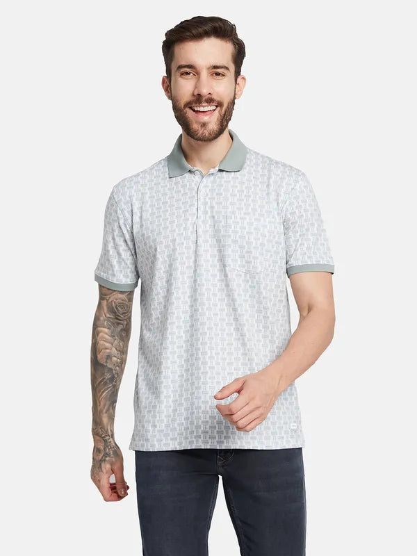 Octave Men Geometric Printed Polo Collar T-Shirt