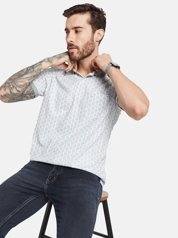 Octave Men Geometric Printed Polo Collar T-Shirt