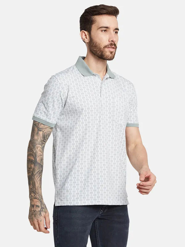 Octave Men Geometric Printed Polo Collar T-Shirt