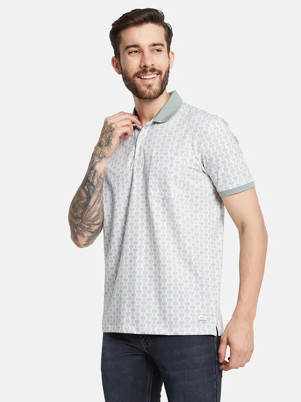 Octave Men Geometric Printed Polo Collar T-Shirt