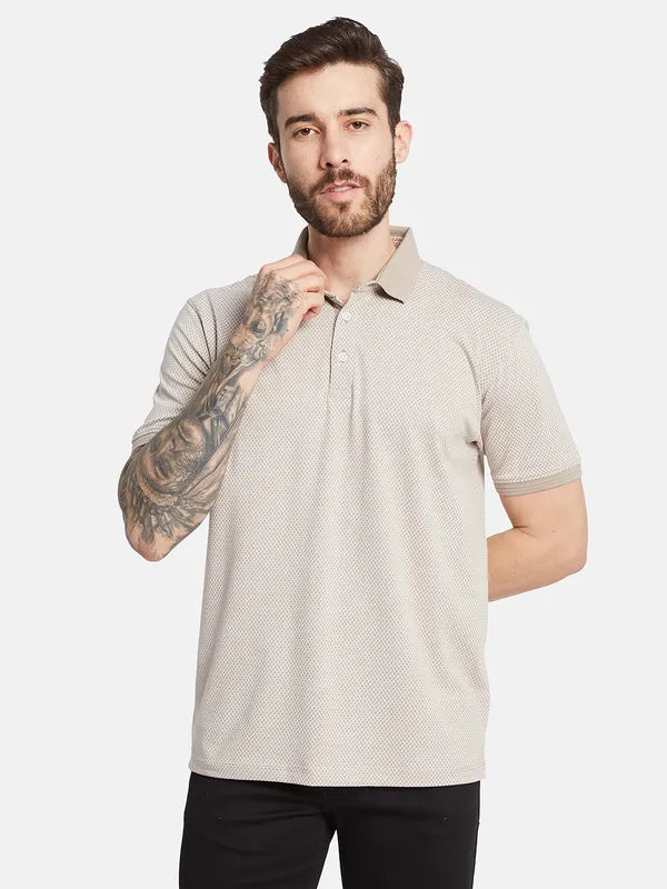 Octave Men Geometric Printed Polo Collar T-Shirt