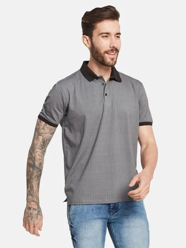 Octave Men Geometric Printed Polo Collar T-Shirt