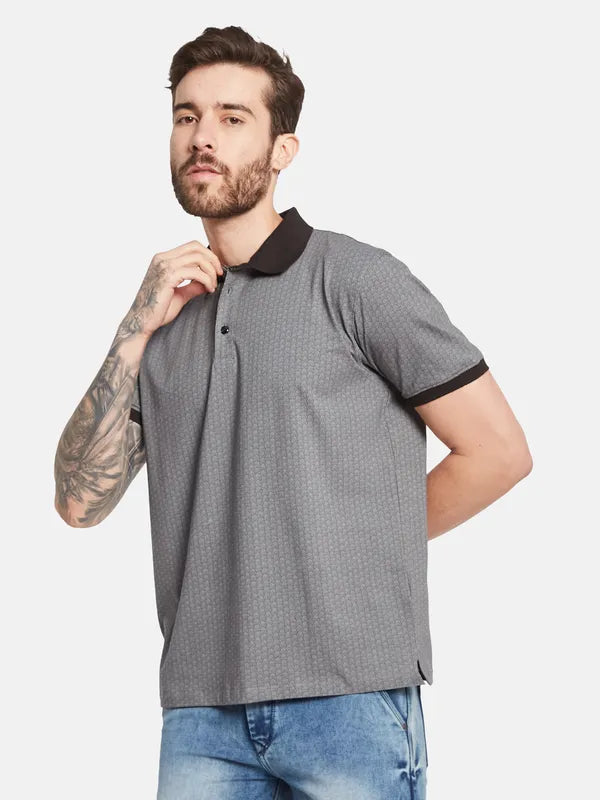 Octave Men Geometric Printed Polo Collar T-Shirt