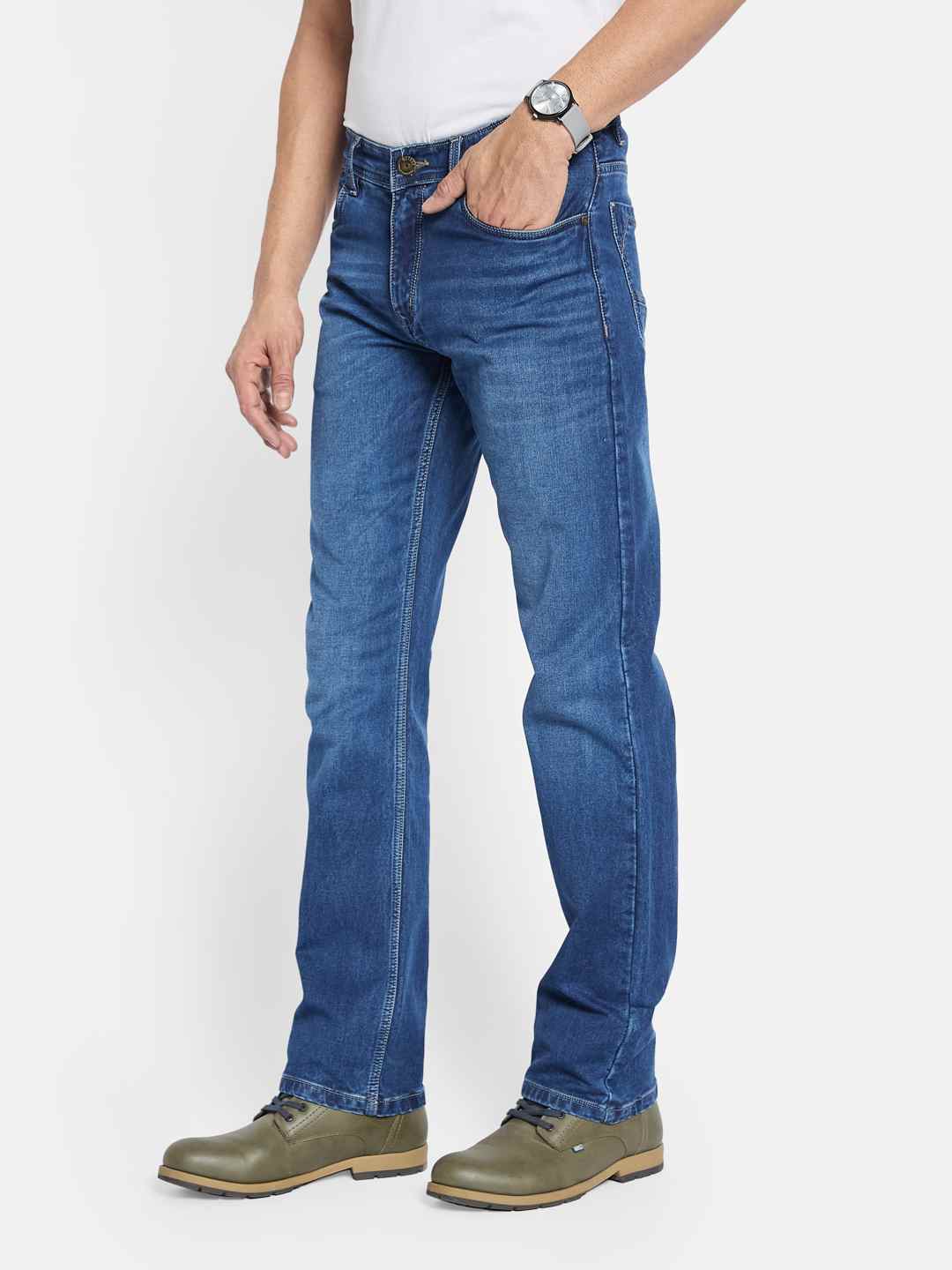 Octave Men Straight Fit Mid-Rise Light Fade Stretchable Jeans