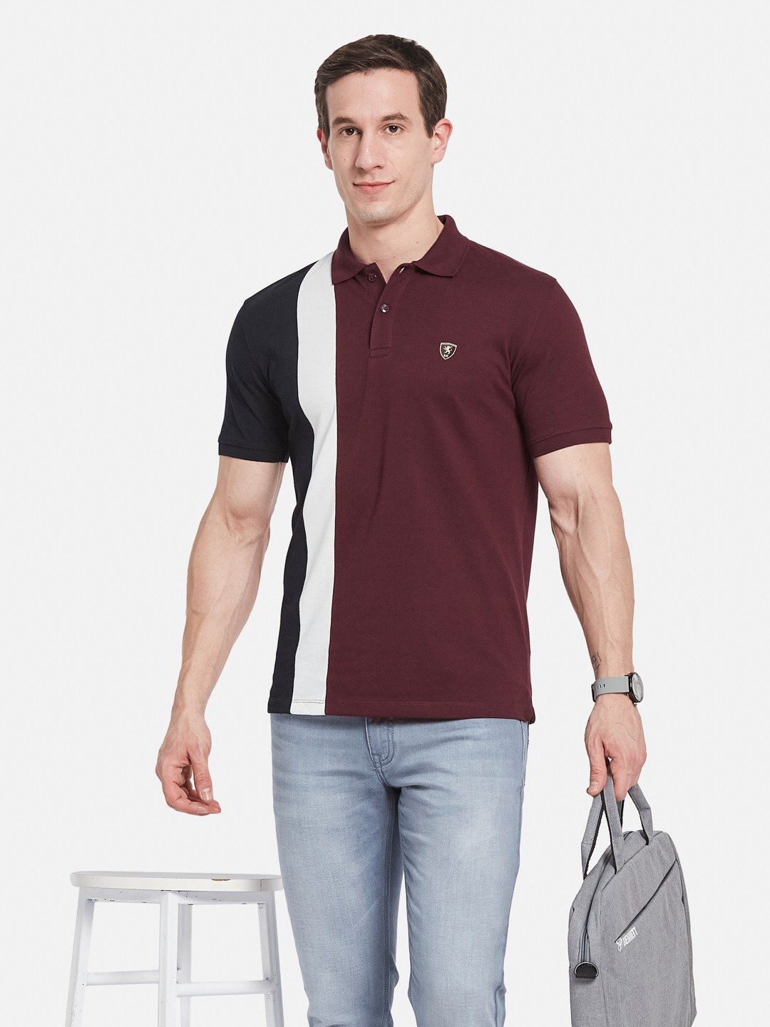 CUT N SEW POLO NECK PIQUE  T-SHIRT