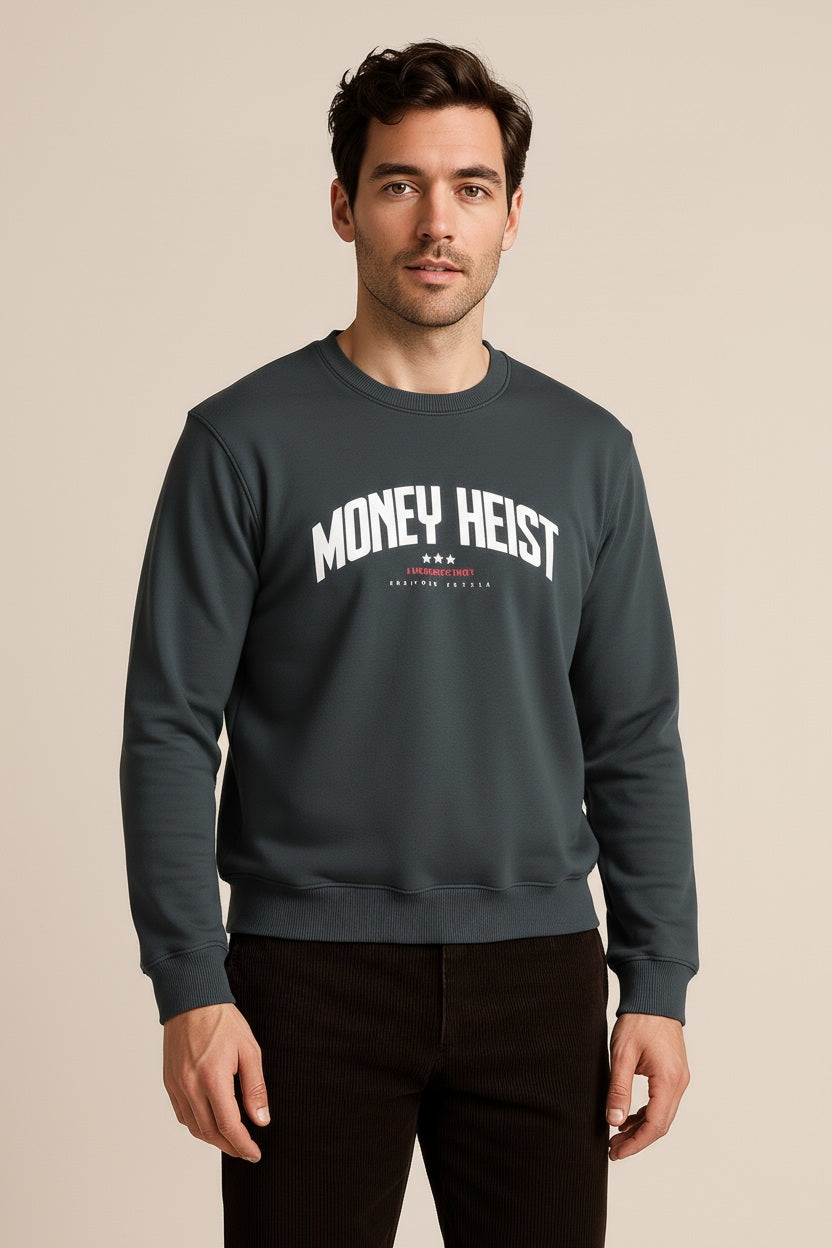 Octave Men Round Neck Graphic Print Sweatshirt