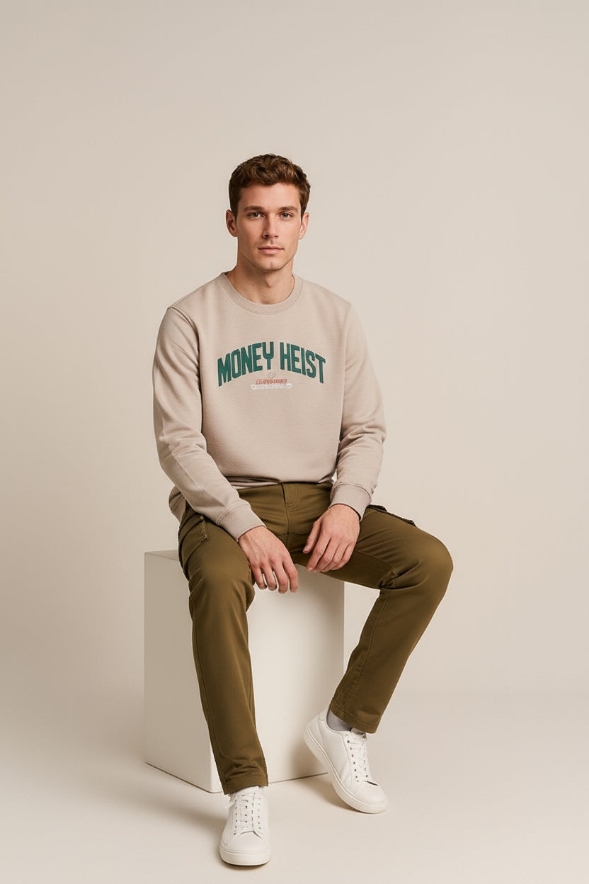 Octave Men Round Neck Graphic Print Sweatshirt