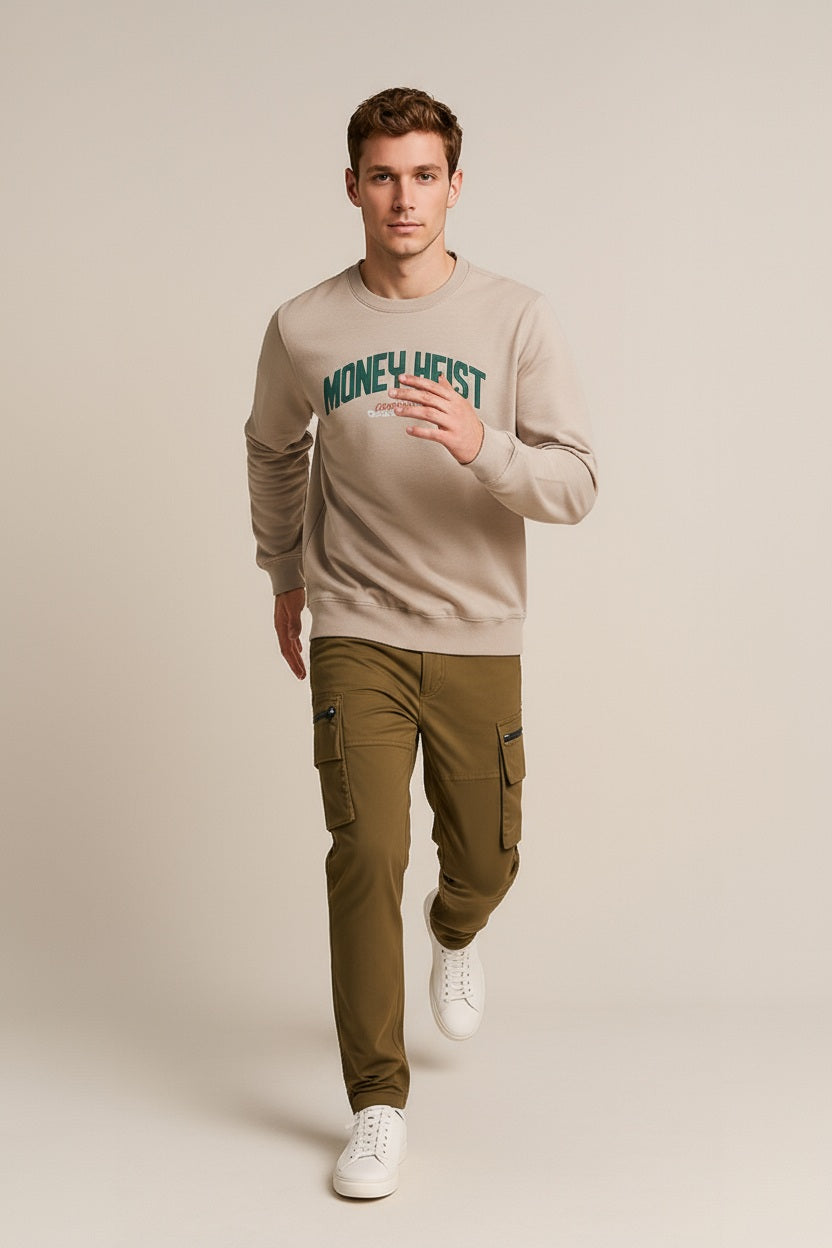 Octave Men Round Neck Graphic Print Sweatshirt