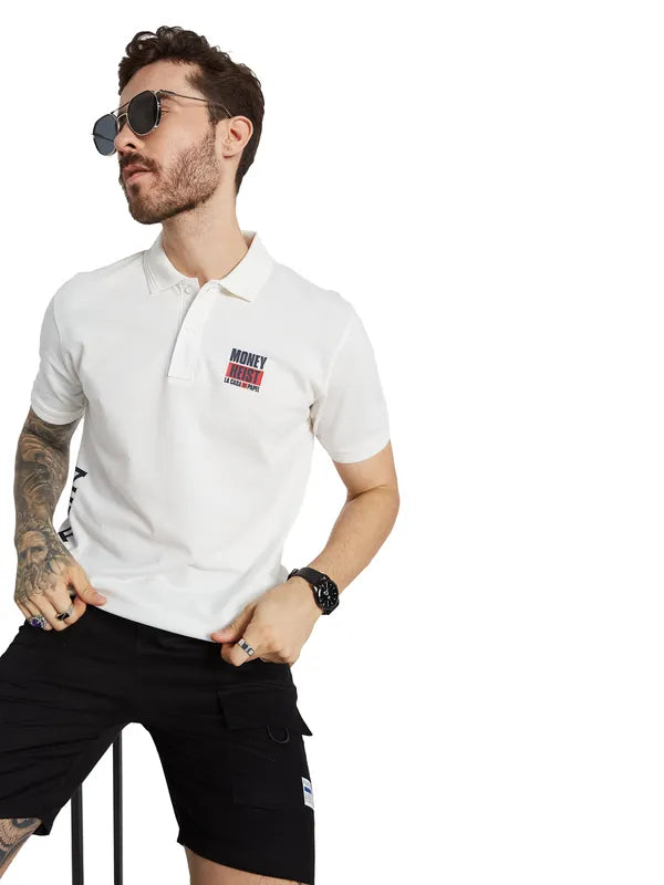 Octave Men Polo Collar Applique T-Shirt