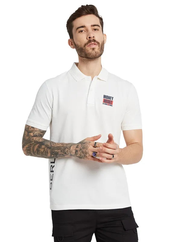 Octave Men Polo Collar Applique T-Shirt