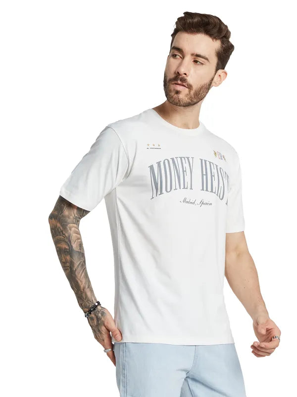 Octave Men Typography Printed Raw Edge T-Shirt