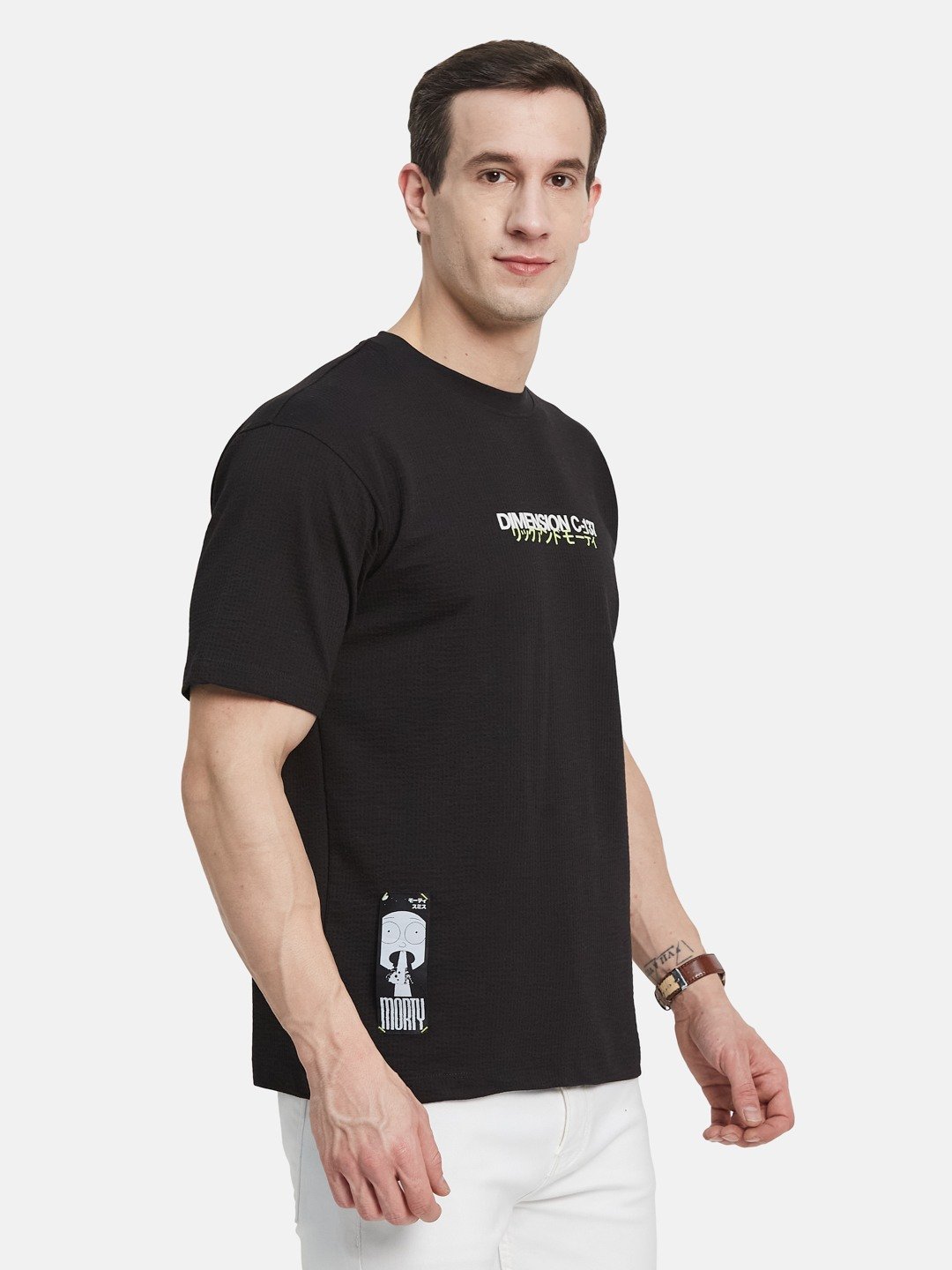 OVERSIZED WARNER BROTHERS BACK PRINT ROUND NECK SEER SUCKER T-SHIRT