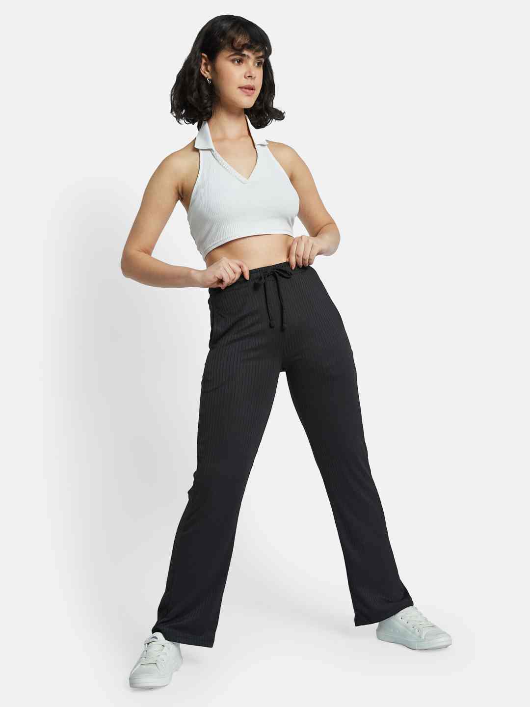 METTLE Women Striped Cotton Track Pants
