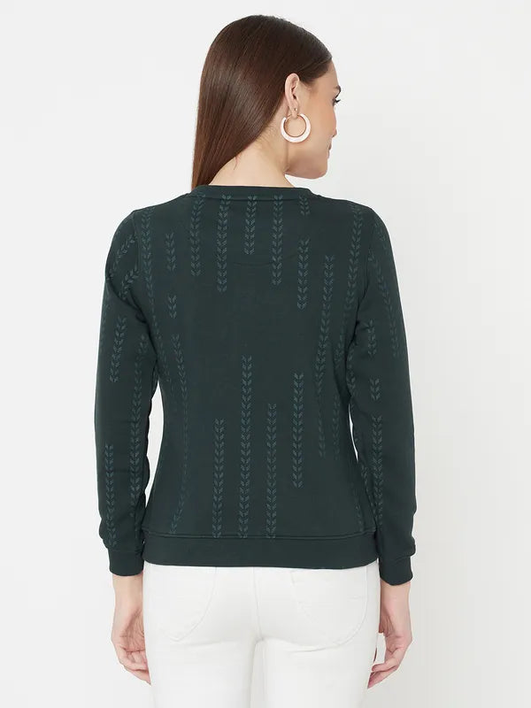 Mettle Women Green Printed Sweatshirt