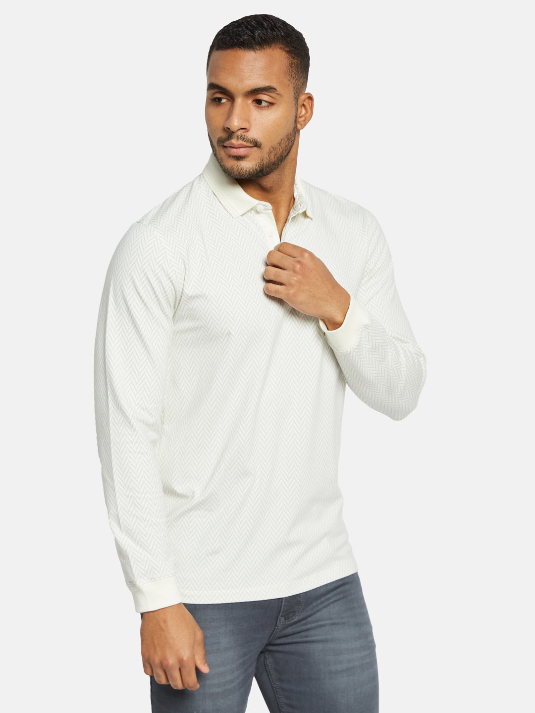 METTLE Men Printed Polo Collar T-shirt