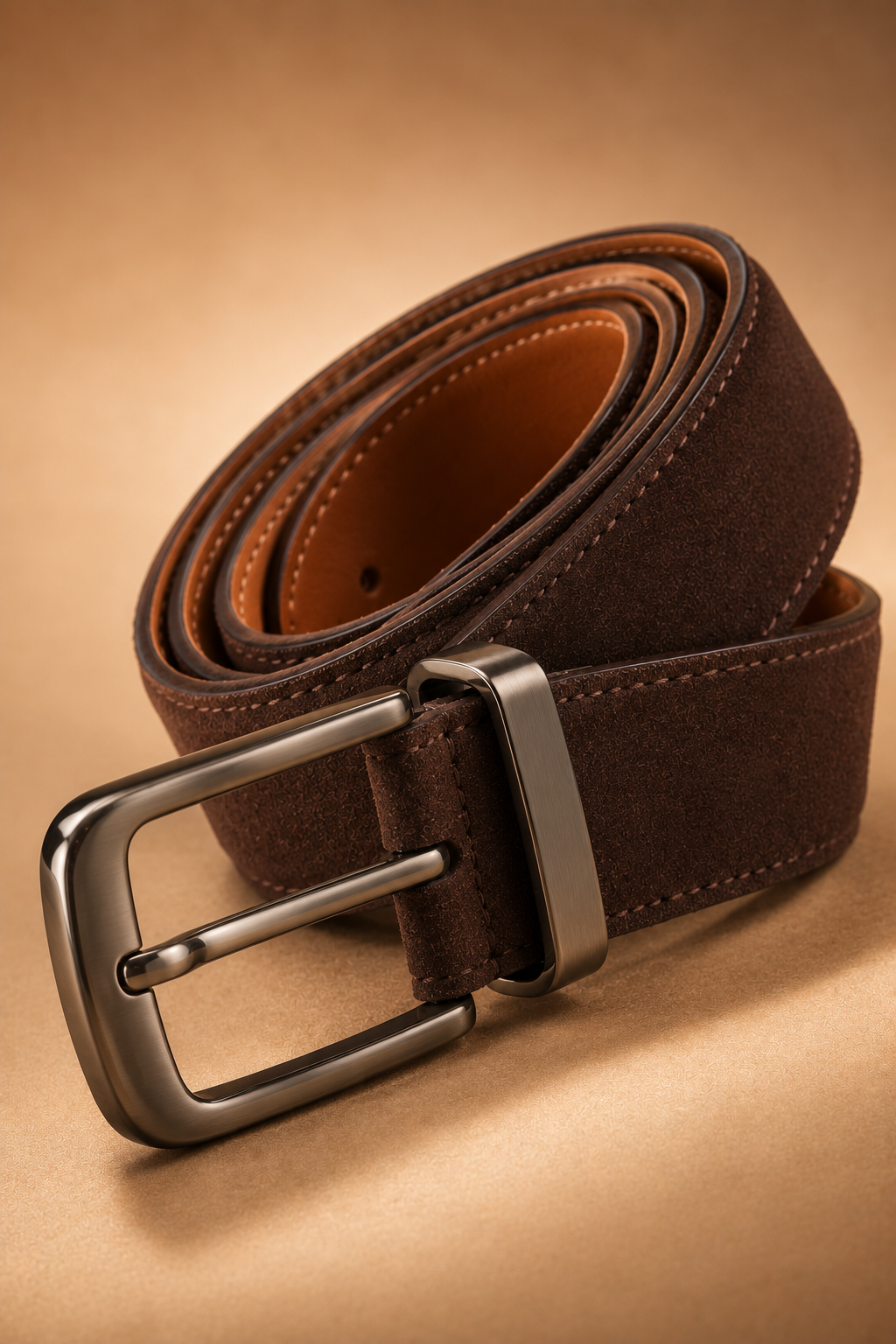 Coffee Brown Textured Men’s Belt with Metal Pin Buckle | Classic Casual & Formal Belt