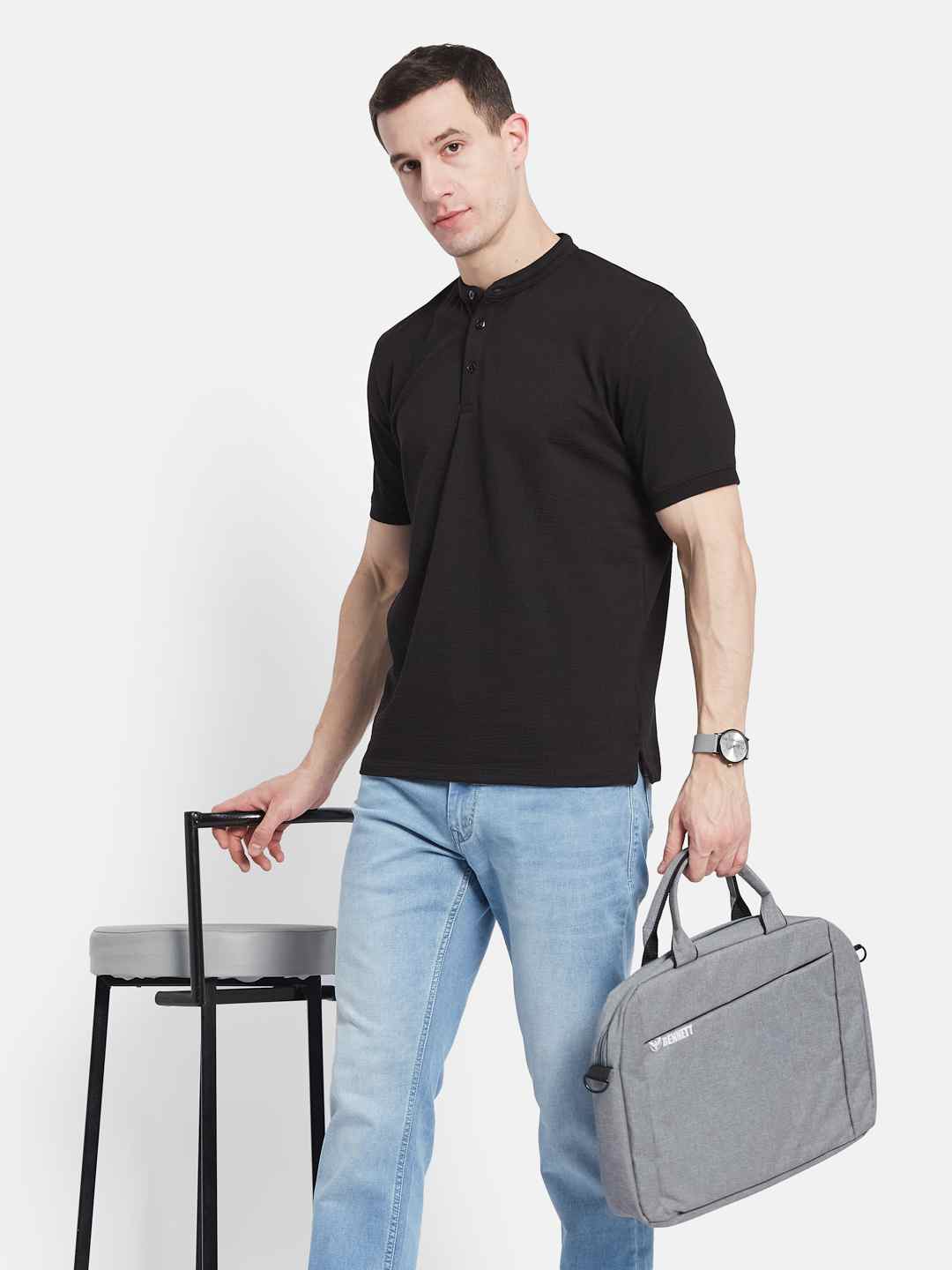 Octave Men Mandarin Collar T-shirt
