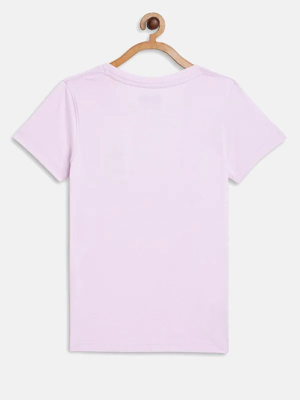 Lavender Solid Round Neck