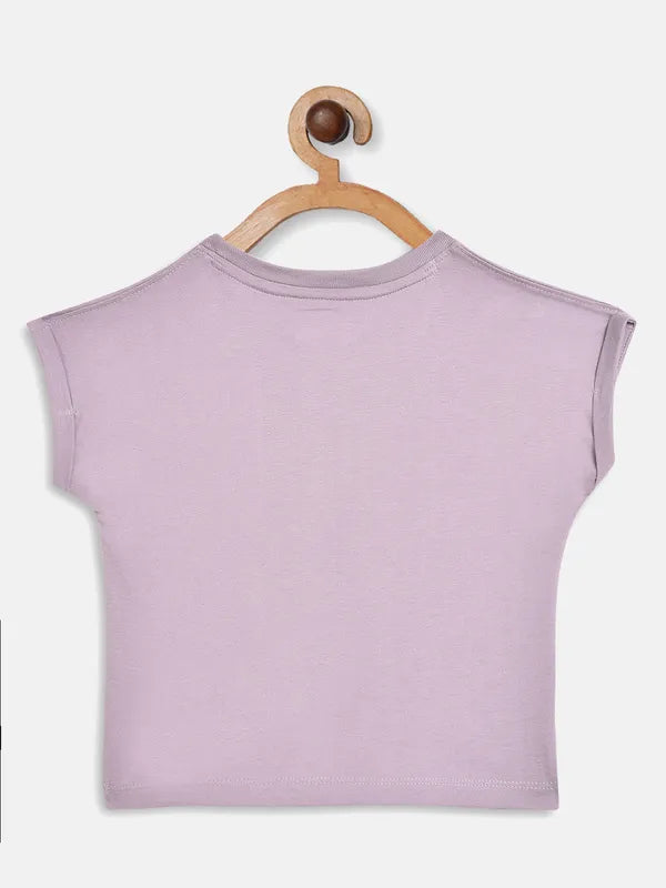 Lilac Solid Round Neck