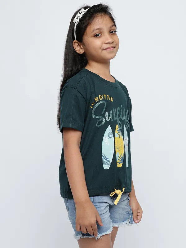 Mettle Girls Graphic Printed Round Neck Cotton T-Shirt