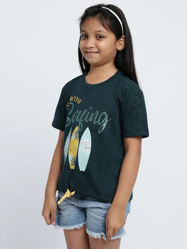 Mettle Girls Graphic Printed Round Neck Cotton T-Shirt