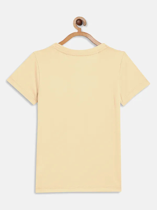 Light Peach Graphic Round Neck