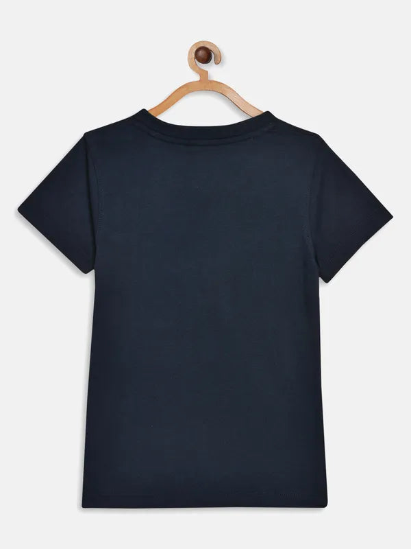 Light Navy Graphic Round Neck