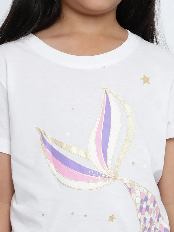 Mettle Girls Graphic Printed Cotton T-Shirt