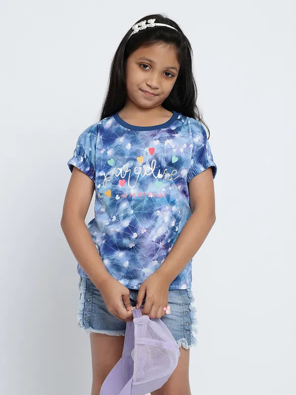 Mettle Girls Abstract Printed Extended Sleeves Cotton T-Shirt