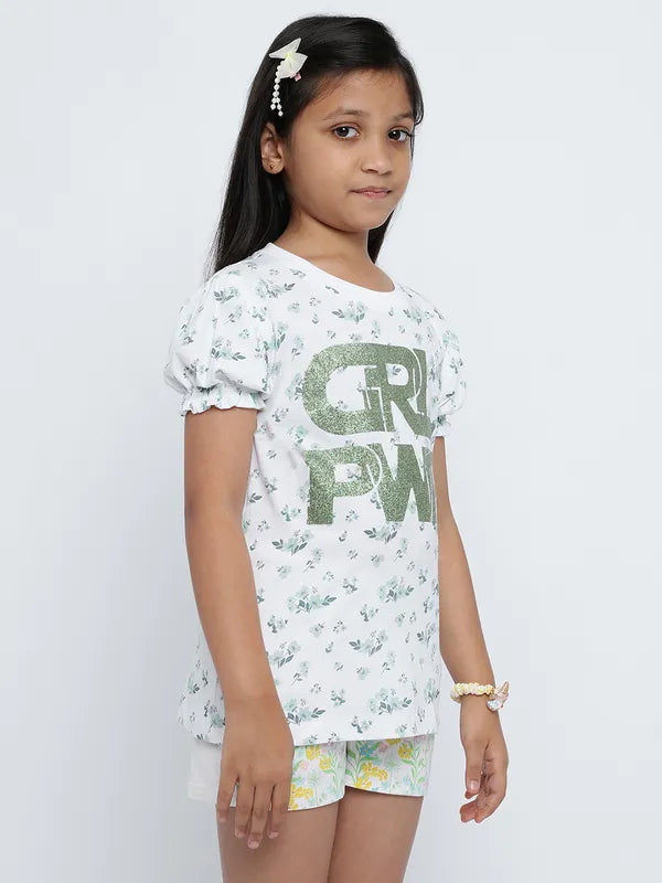 Mettle Girls Typography Printed Cotton T-Shirt