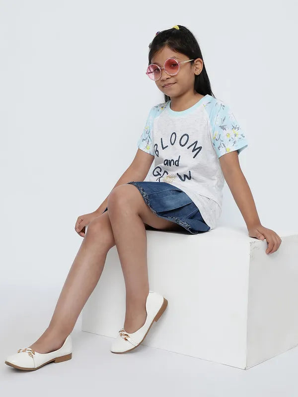 Mettle Girls Typography Printed Cotton T-Shirt