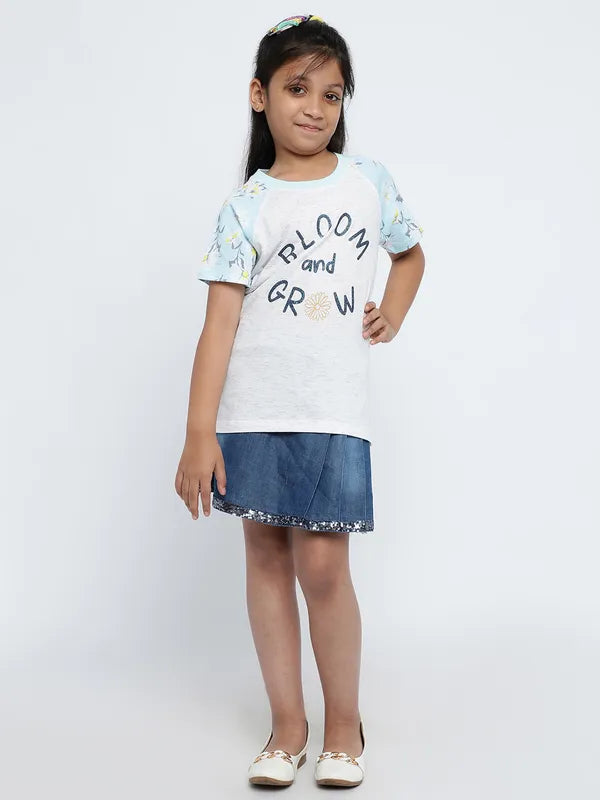 Mettle Girls Typography Printed Cotton T-Shirt