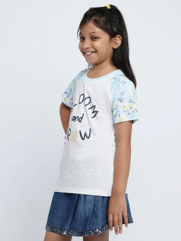 Mettle Girls Typography Printed Cotton T-Shirt