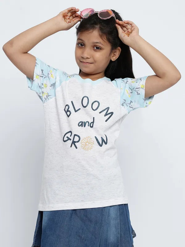 Mettle Girls Typography Printed Cotton T-Shirt