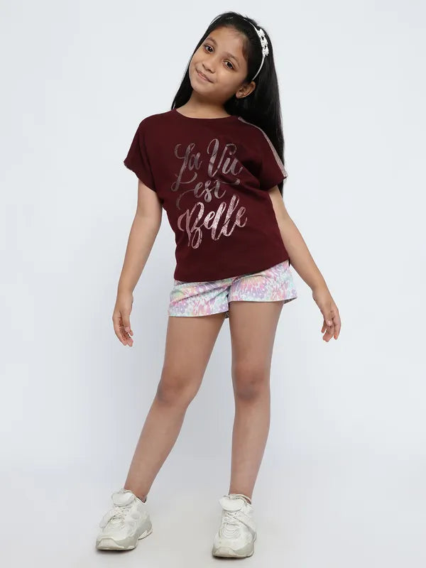 Mettle Girls Typographic Printed Cotton T-Shirt