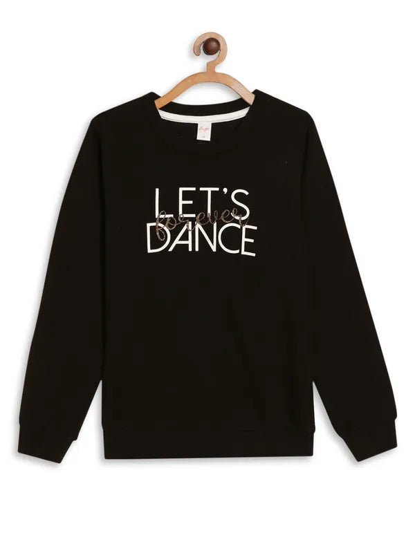 Mettle Girls Black Printed Sweatshirt