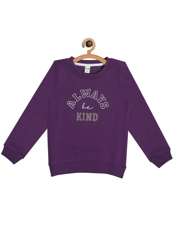 Mettle Girls Purple Printed Fleece Sweatshirt