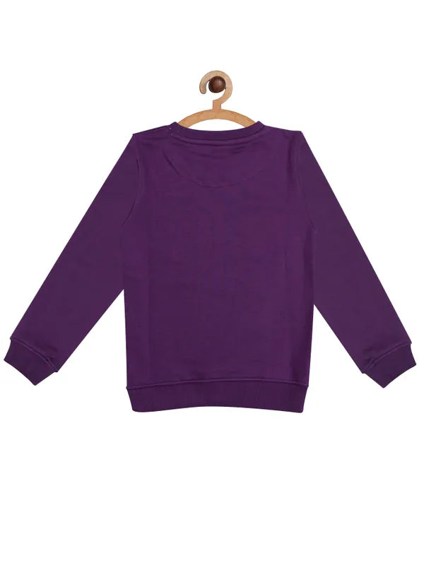 Mettle Girls Purple Printed Fleece Sweatshirt