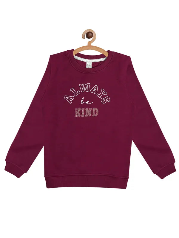 Mettle Girls Maroon Printed Sweatshirt