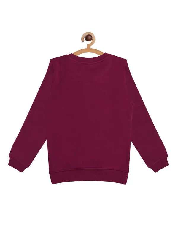 Mettle Girls Maroon Printed Sweatshirt