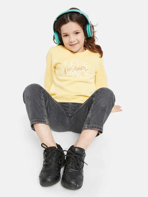 Mettle Girls Yellow Printed Sweatshirt