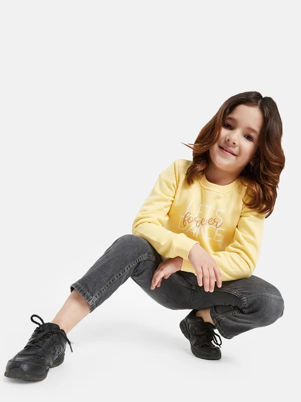 Mettle Girls Yellow Printed Sweatshirt