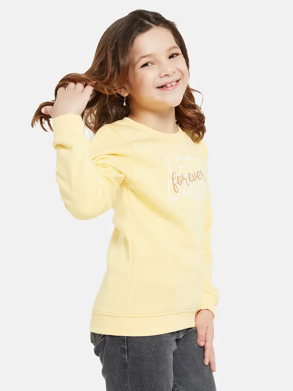 Mettle Girls Yellow Printed Sweatshirt