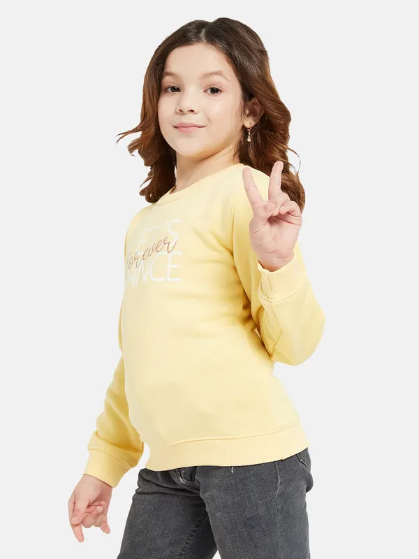 Mettle Girls Yellow Printed Sweatshirt