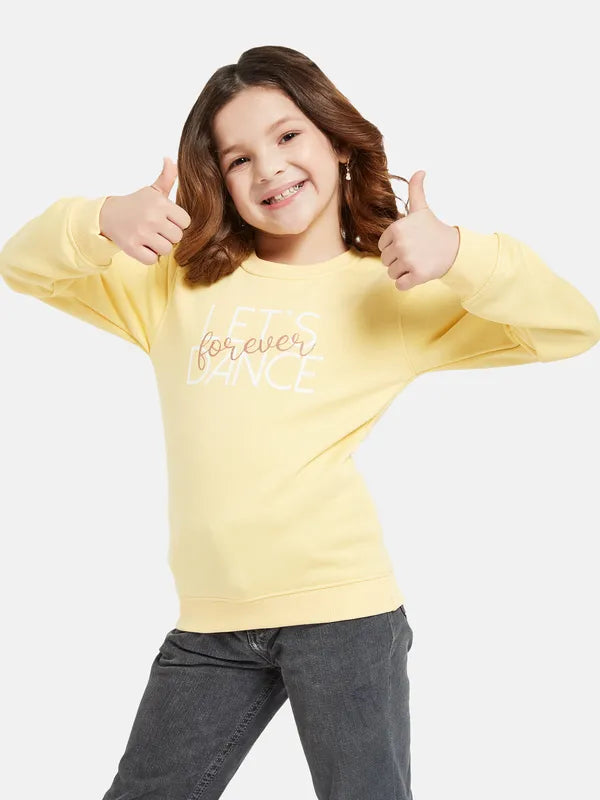 Mettle Girls Yellow Printed Sweatshirt