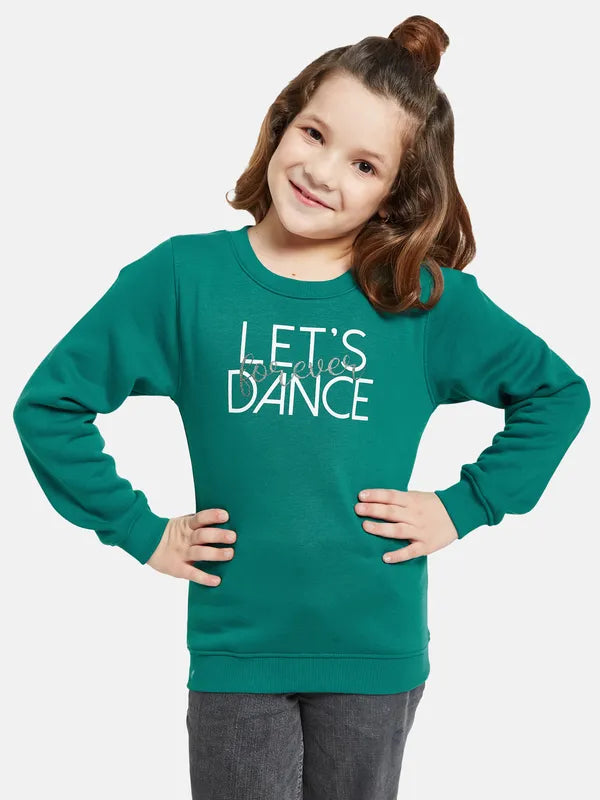 Mettle Girls Green Printed Sweatshirt