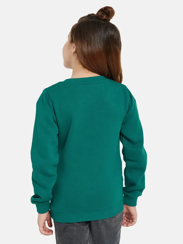 Mettle Girls Green Printed Sweatshirt