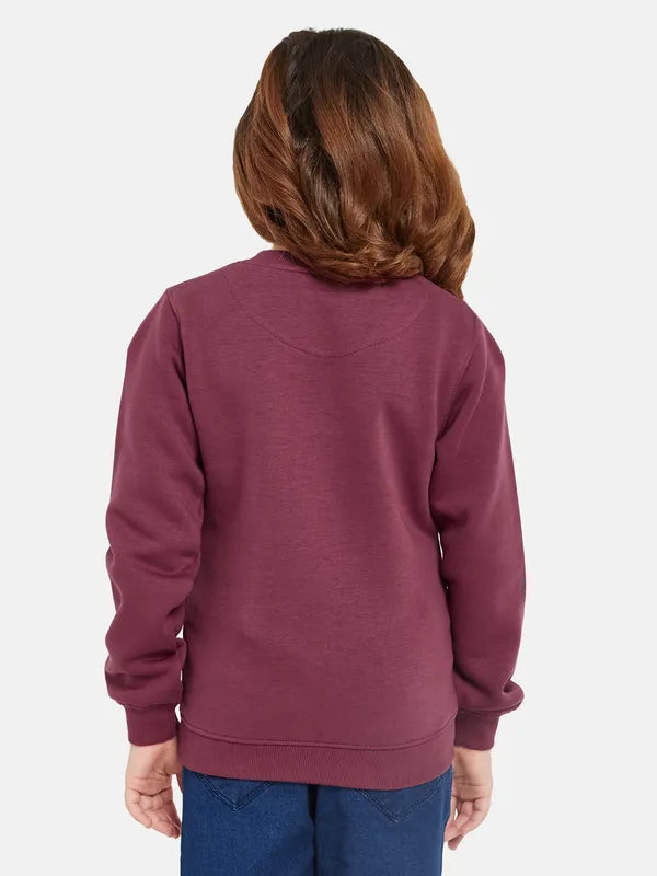 Mettle Girls Maroon Printed Sweatshirt